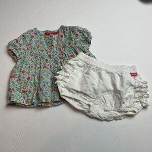 Oilily Blue Floral Top & Ruffle Bloomer Set